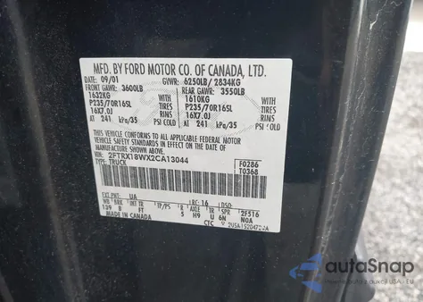 2002 Ford F-150 Lariat/Xl/Xlt from USA, damaged, VIN 2FTRX18WX2CA13044